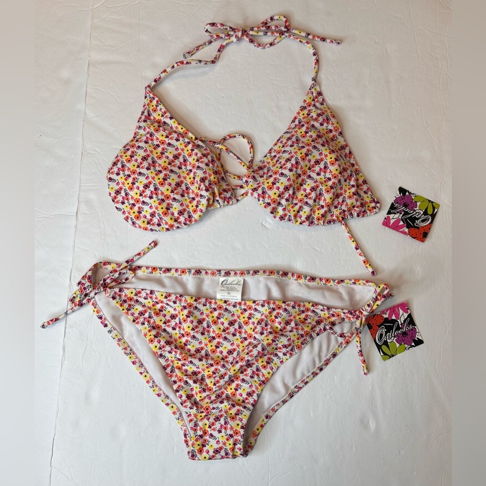 NWT Bathing Suits Outlooks Women’s Swimsuit Top Bottoms Floral Print Size XL - Picture 13 of 17